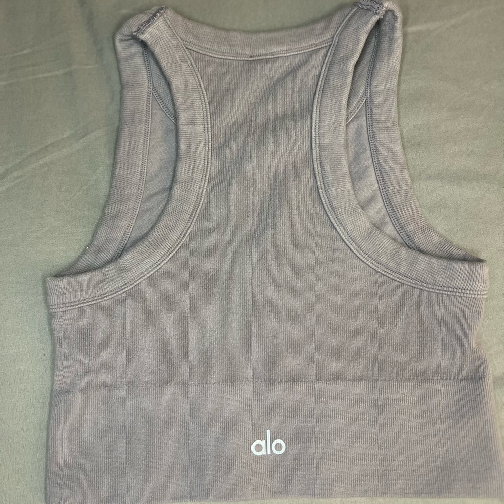 Alo Yoga Seamless High Neck Bra- Light Wash Purple / Size Small